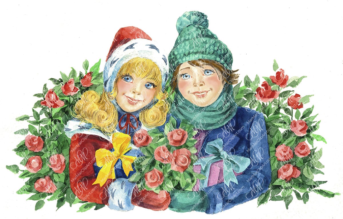 Snow Queen. Kai and Gerda • MarMarClipArt