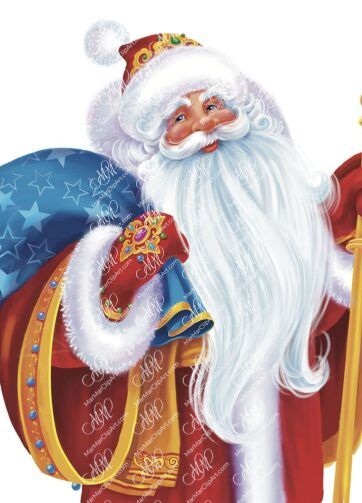 Russian Santa Claus. Digital illustration on white background. Printable file.
