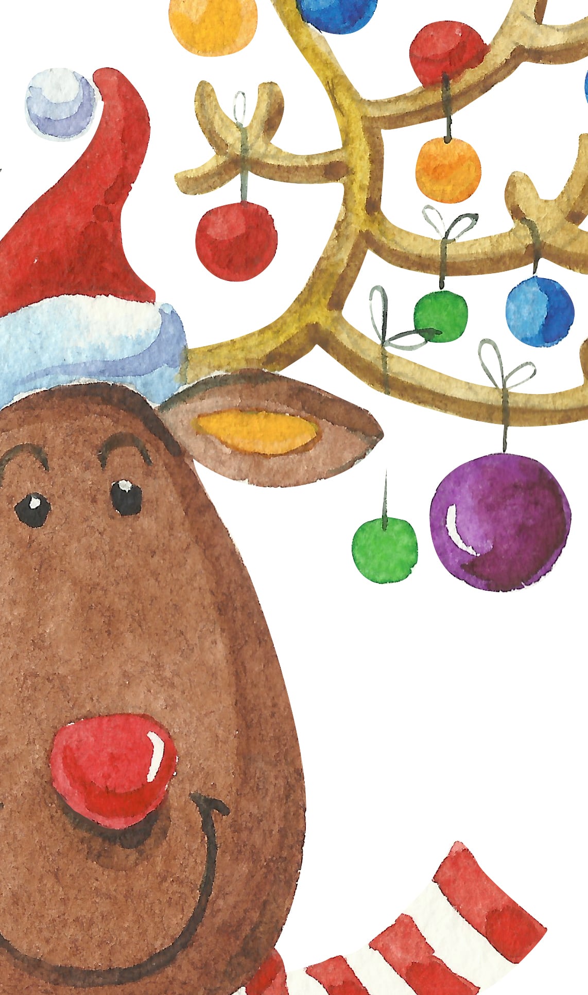 Christmas deer. Watercolor, hand made painting. Printable file
