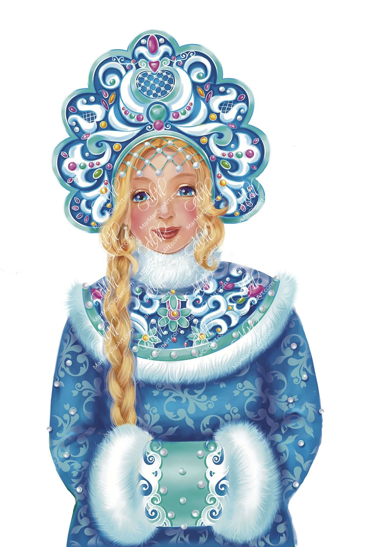 Snow Maiden. Digital illustration on white background with work path. Instant download.