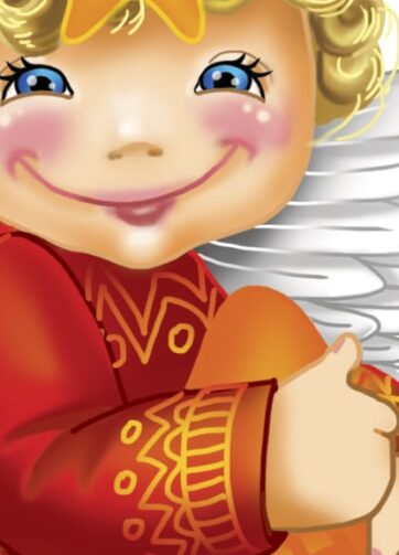 Set of 3 christmas angels. Digital illustration. Fragment