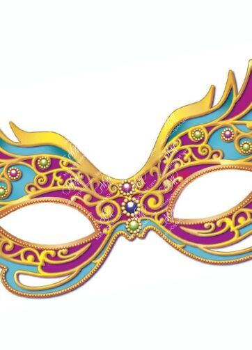 Carnival venetian mask. Digital illustration isolated on white background. Print on thick paper, cut out and go to the Carnival!