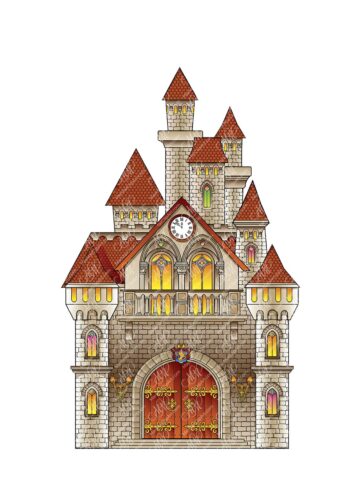 Magic castle. Vector drawing. Can be used for your design work: postcards, flyers, booklets, packaging designs, posters, labels
