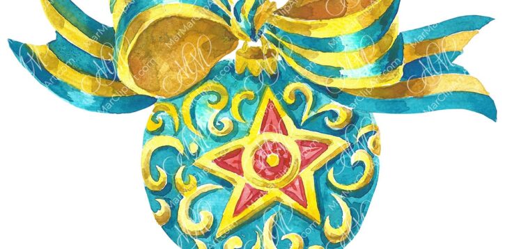 Turquoise Christmas Bauble with Red Star