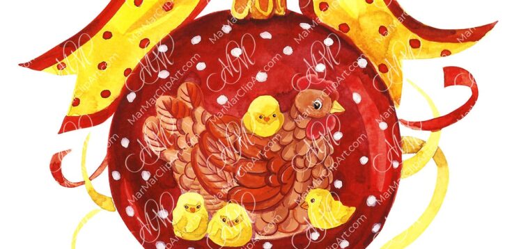 Christmas bauble – Mom chicken with chicks
