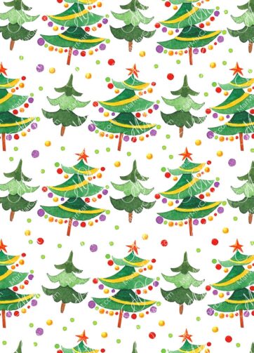 Christmas seamless pattern with christmas tree. Watercolor hand made illustration, can be used for gift paper, your designs, cards, invitations