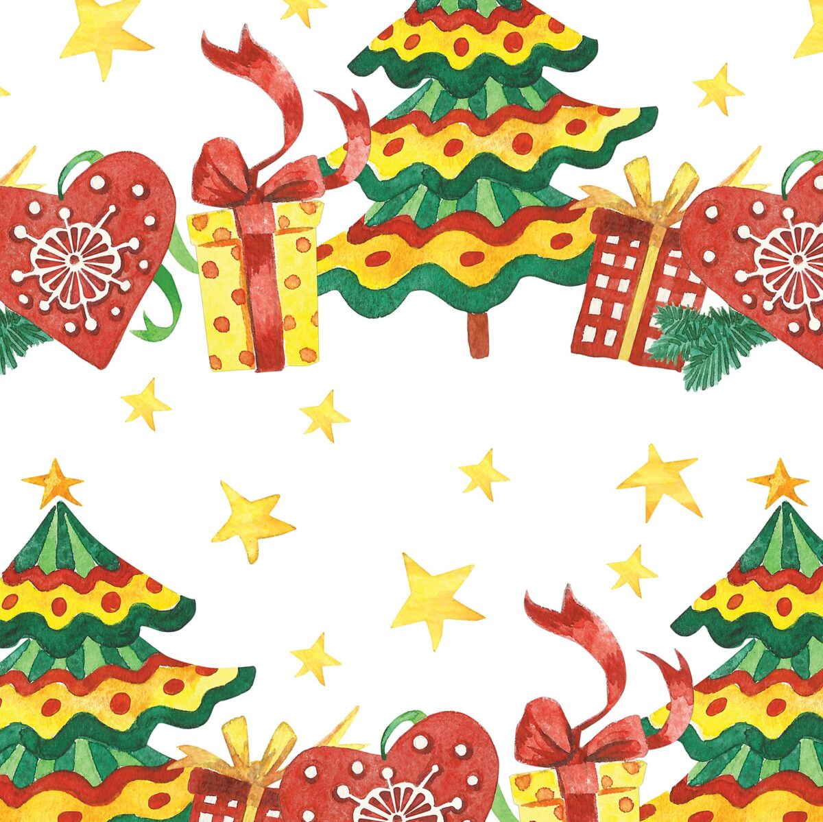 Christmas seamless pattern: Christmas tree with gifts - Image 2