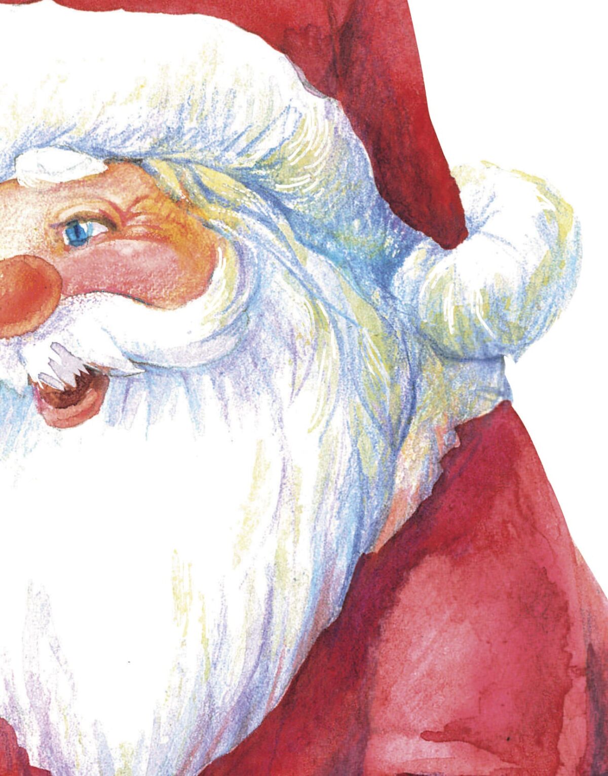 Santa giving gifts. Watercolor, hand made painting. Printable file, fragment