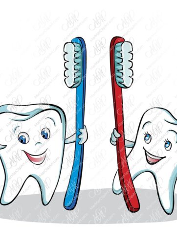 Healthy teeth and toothbrushes. Vector printable file, can be used for cards, invitations, for your design work