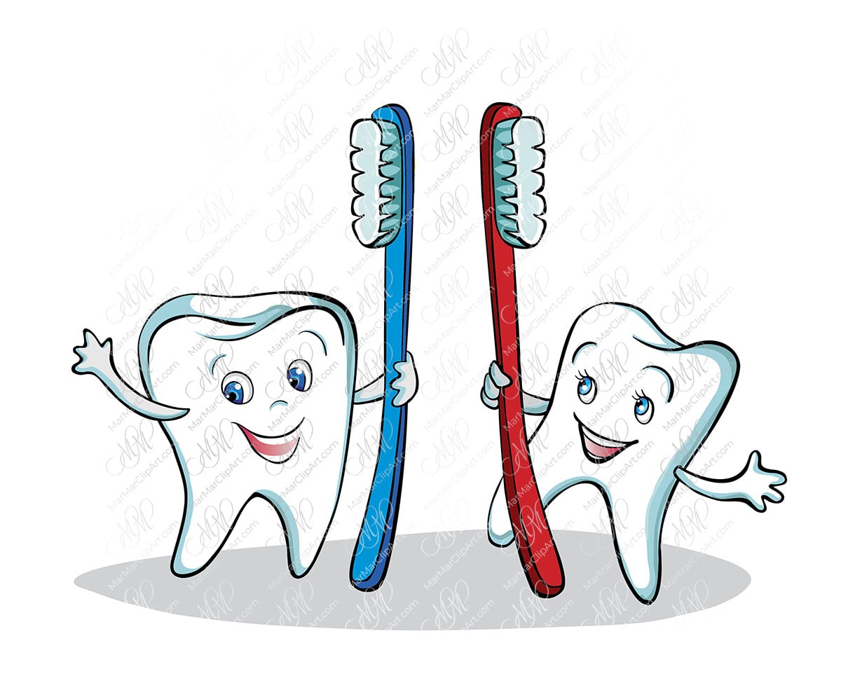 Healthy teeth and toothbrushes. Vector printable file, can be used for cards, invitations, for your design work