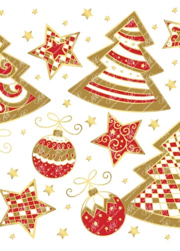 Christmas mix: trees, balls and stars.Vector printable files, can be used for Christmas cards, invitations, for your design work, wrapping paper, package design, labels