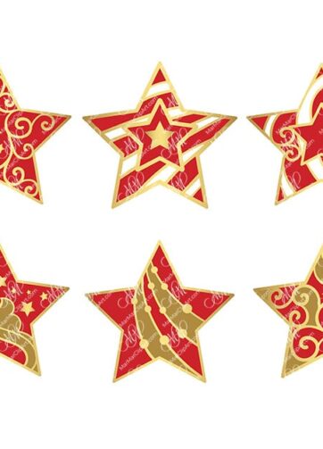 Set of 10 Christmas stars. Vector printable files, can be used for Christmas cards, invitations, for your design work, package design, labels