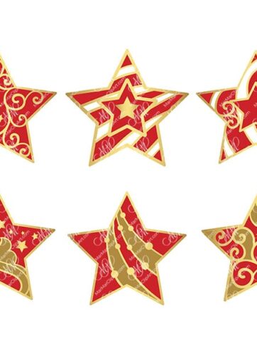Set of 10 Christmas stars. Vector printable files, can be used for Christmas cards, invitations, for your design work, package design, labels