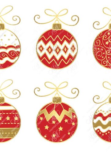 Set of 10 Christmas balls. Vector printable files, can be used for Christmas cards, invitations, for your design work, package design, labels