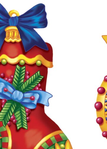 Set of 6 christmas decorations. Digital illustration, fragment