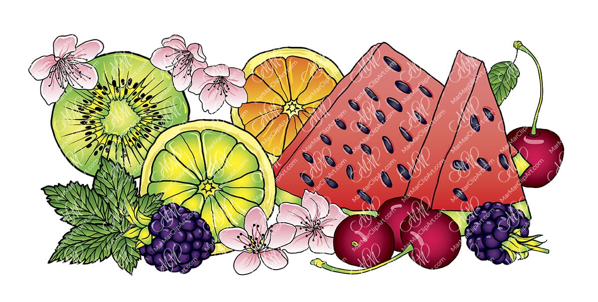 Vector clipart. Assorted fruits. Vector printable files, can be used for cards, invitations, for your design work, labels