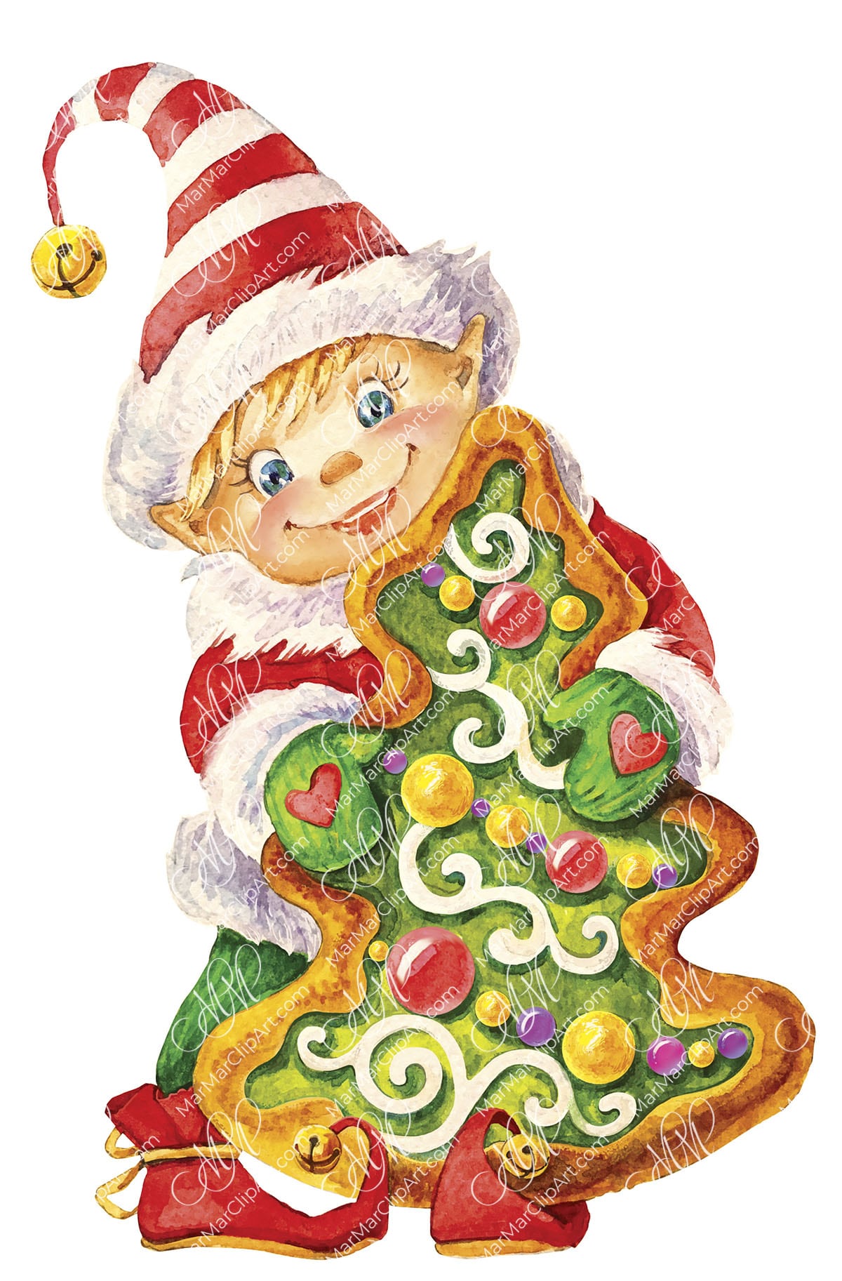 Leprechaun boy with gingerbread . Watercolor hand made illustration, can be used for your cards, scrapbooking, invitations, for your design works