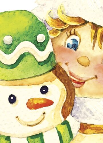 Leprechaun girl with gingerbread. Watercolor hand made illustration, fragment