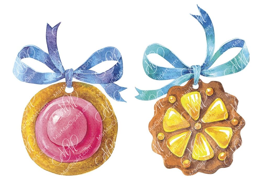 Watercolor Christmas Cookie – Gingerbread Decoration Set, christmas clipart, holiday graphics, festive design elements