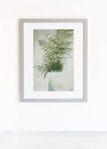 Framed watercolor painting "Bouquet of ferns"