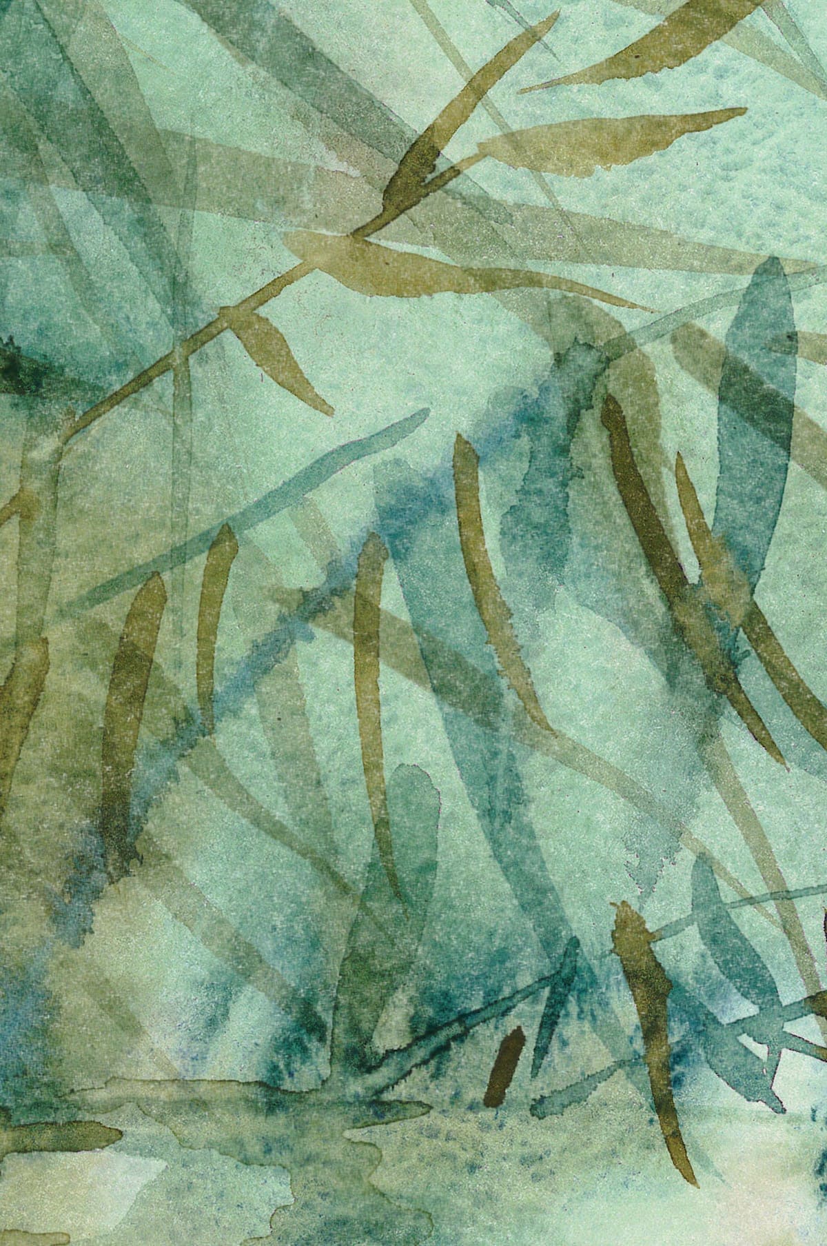 Fragment of Watercolor painting "Lake Garda grasses"