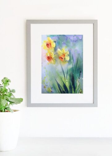 Flower Watercolor. Spring Narcissus • Marmarclipart