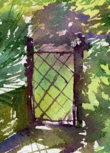 Fragment of Watercolor sketch "Blooming garden"