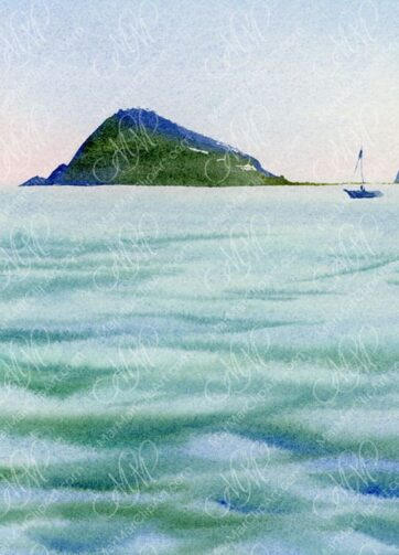 Watercolour Sea landscape Morning by Ischia