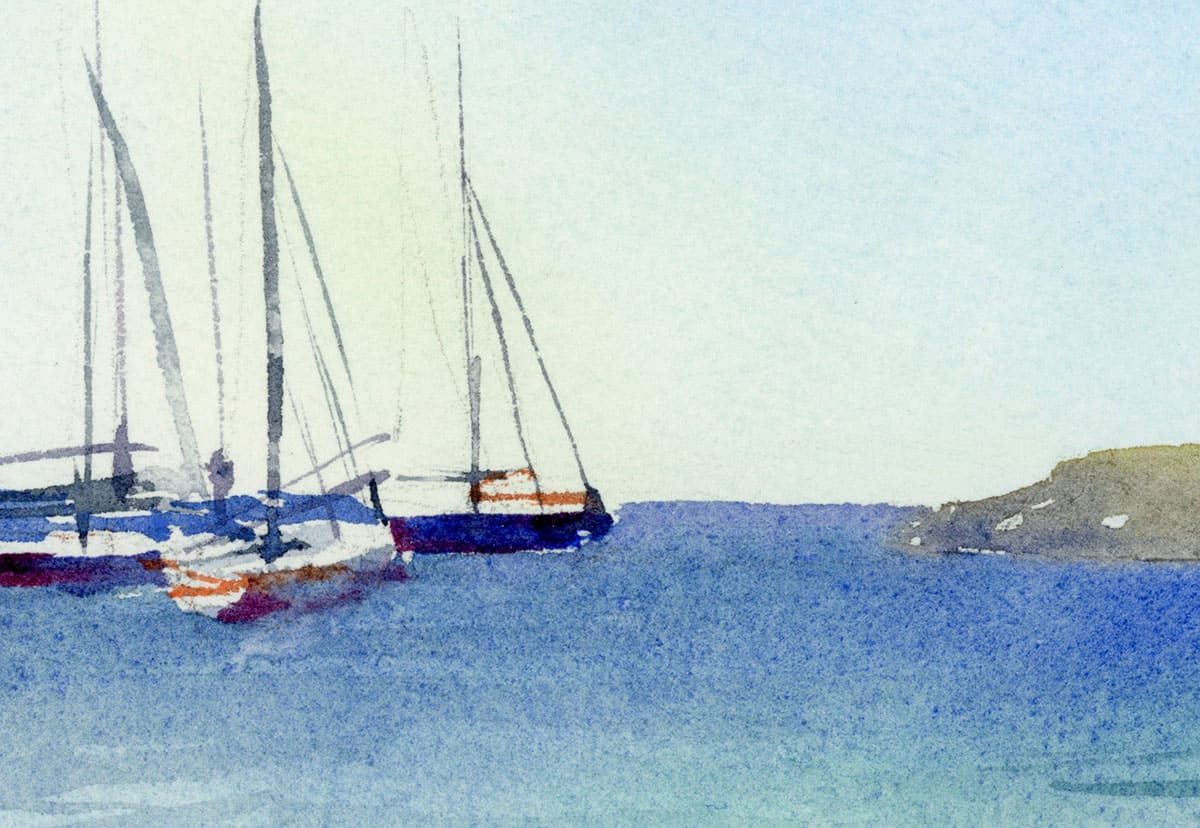 Fragment of Watercolour landscape Sea of Ischia