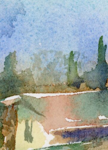 Fragment of Watercolour sketch "Over Lake Garda"