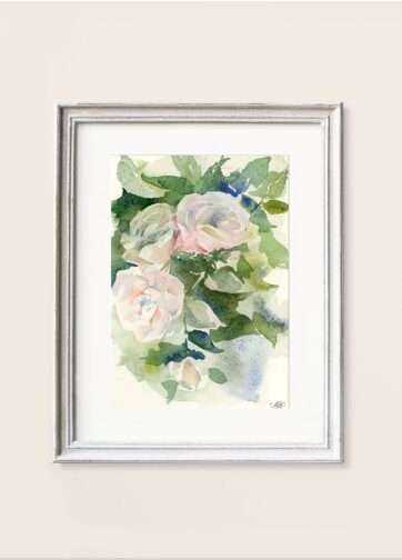 Fragmed of Flower watercolor Tea Roses