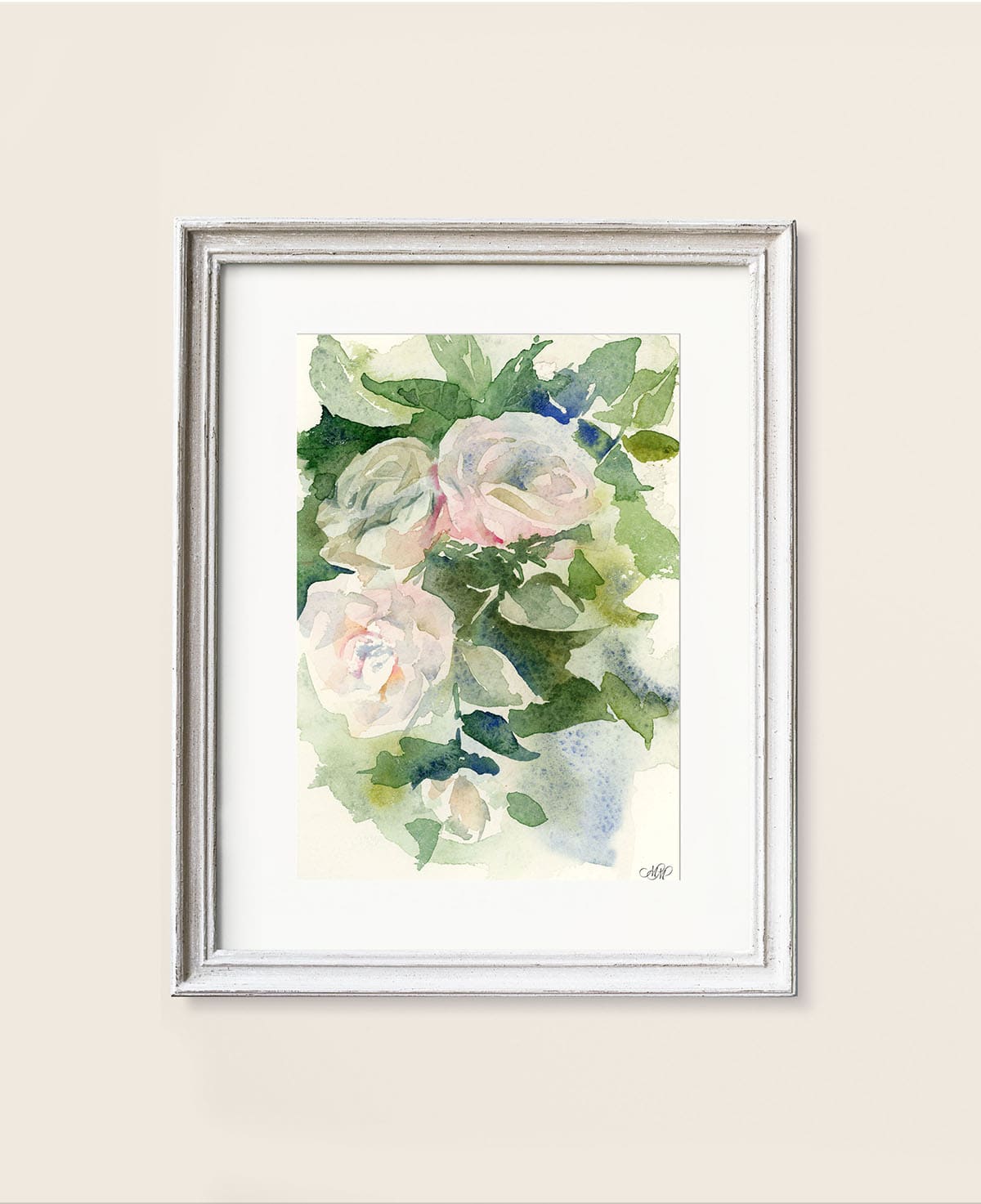 Fragmed of Flower watercolor Tea Roses