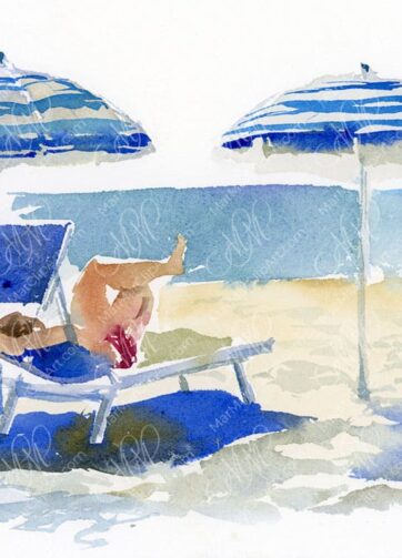 Watercolor sketch Sea beach