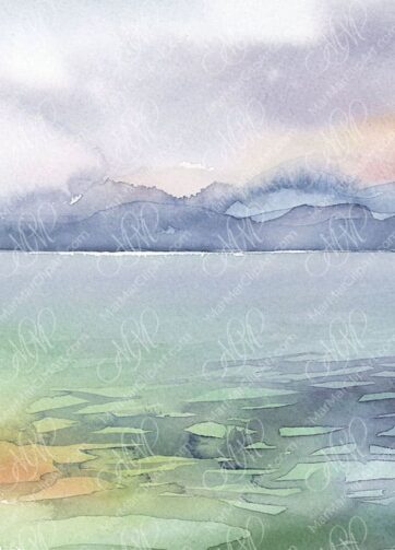 Sunrise Lake Garda. Watercolour Print.