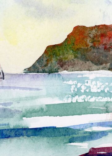 Sea watercolour landscape Elba island