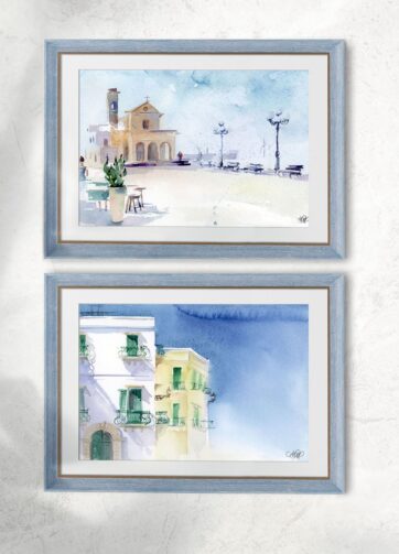 Framed of Watercolour urban sketch Galipoli