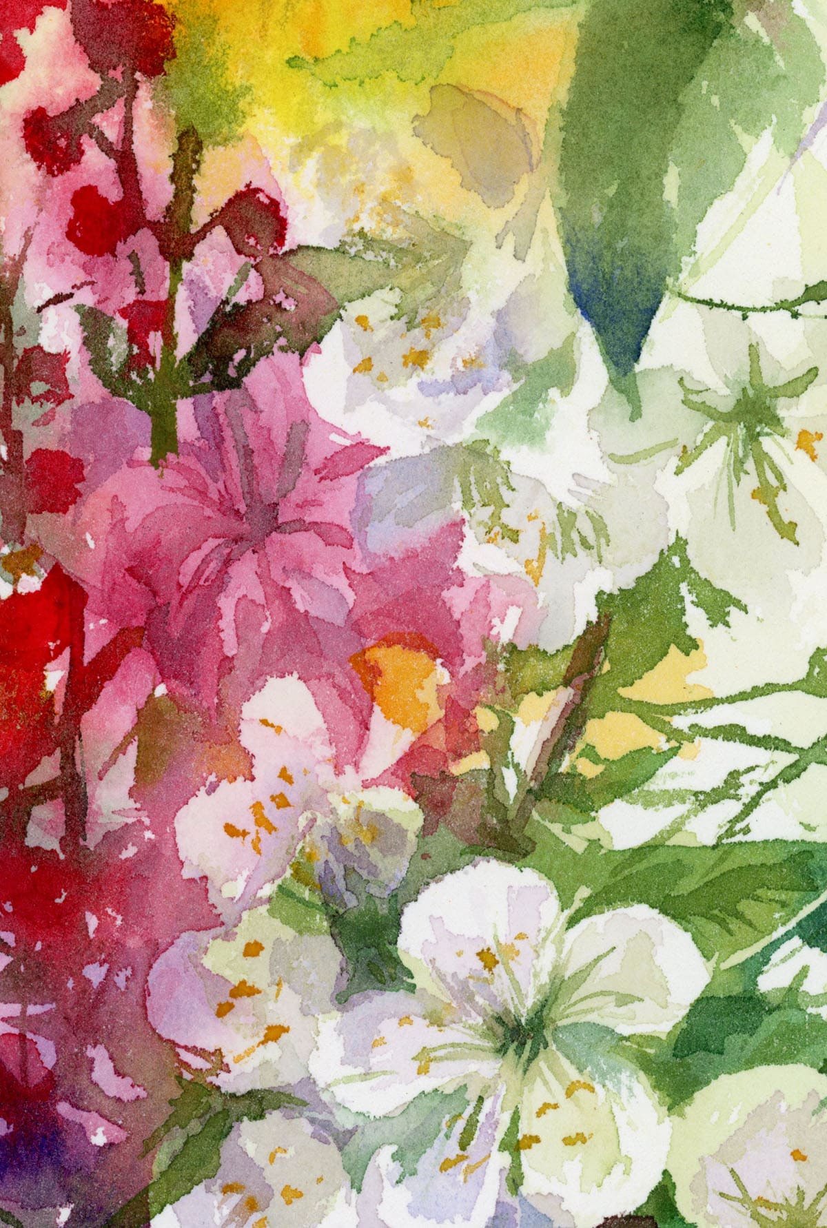 Fragment Watercolor painting Spring bouquet