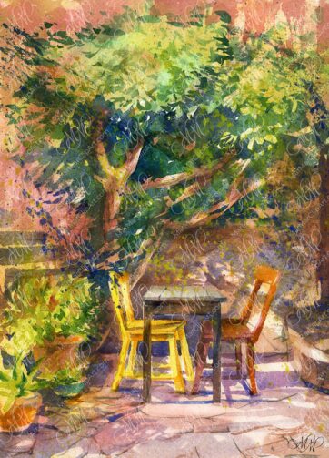 Watercolor sketch Yellow chair