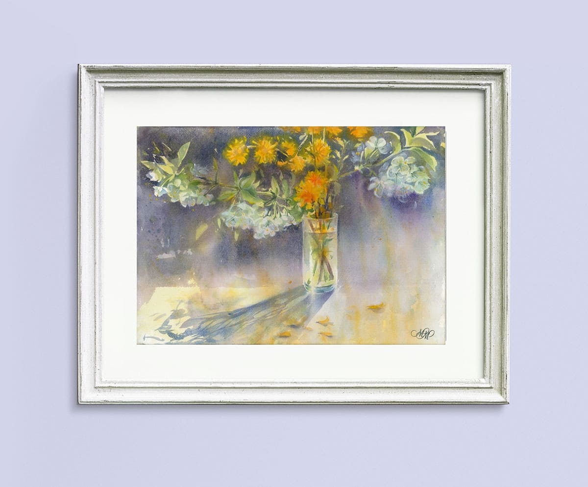 Framed Watercolor sunny easter bouquet