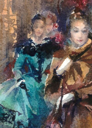 Print watercolor painting Carnival in Venice fragment