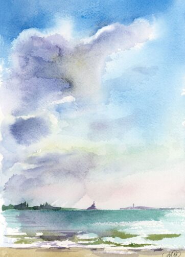 Watercolor Sky of Venetian lagoon