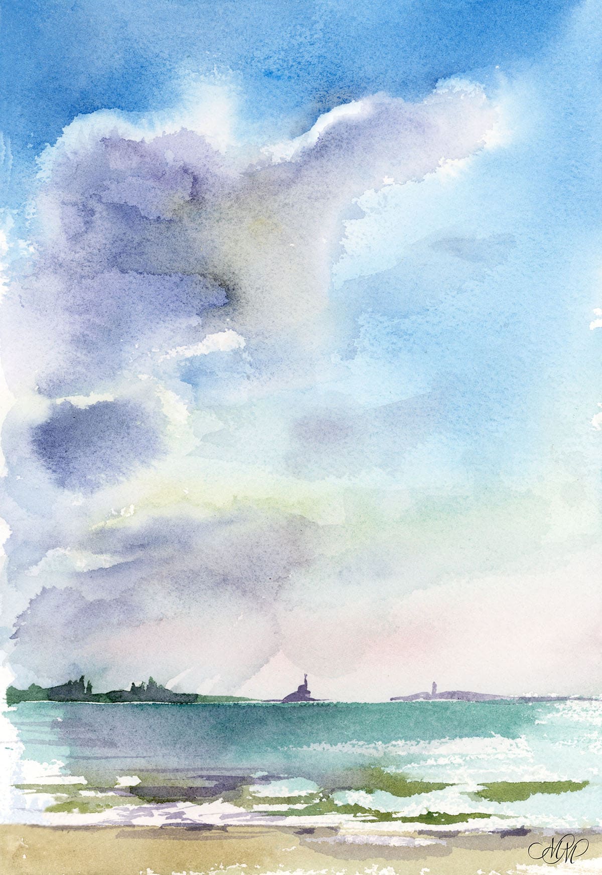 Watercolor Sky of Venetian lagoon