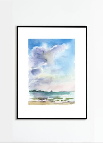 Framed Watercolor Sky of Venetian lagoon