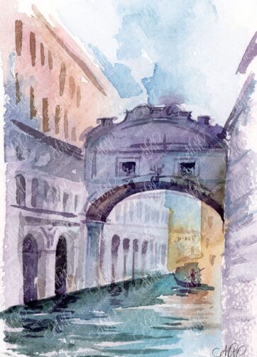 Urban sketch Ponte dei Sospiri Venice