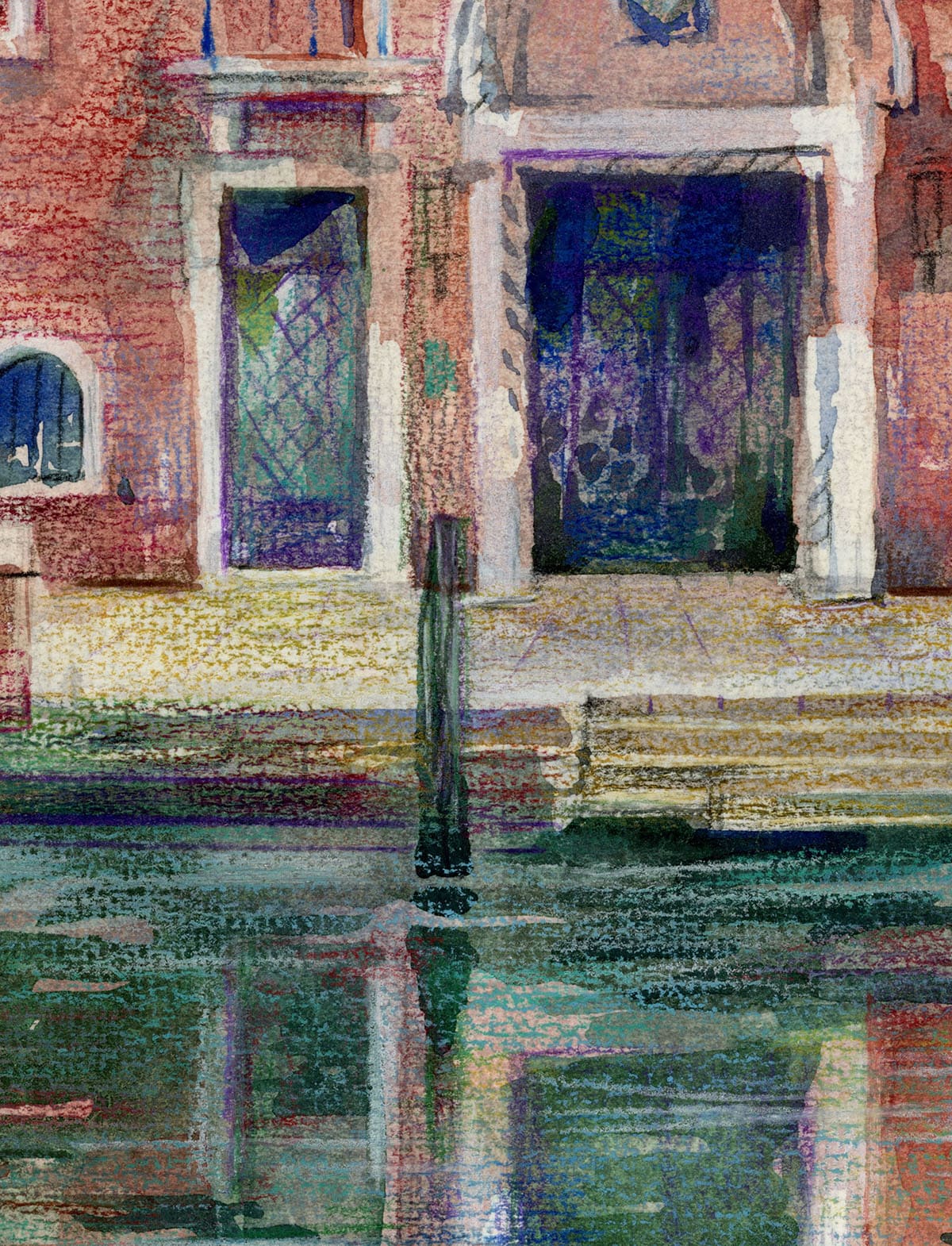 Fragment of Watercolor urban sketch Venetian street