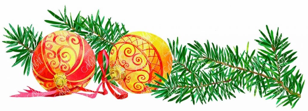 Red-gold Christmas Tree balls, christmas clipart, holiday graphics, festive design elements