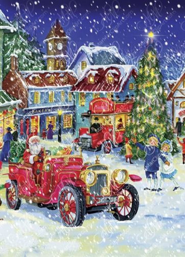 Evening Christmas town. Christmas watercolor illustration