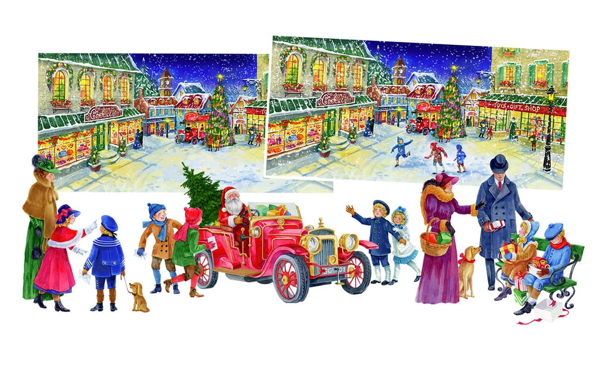 Illustrations set: Christmas town