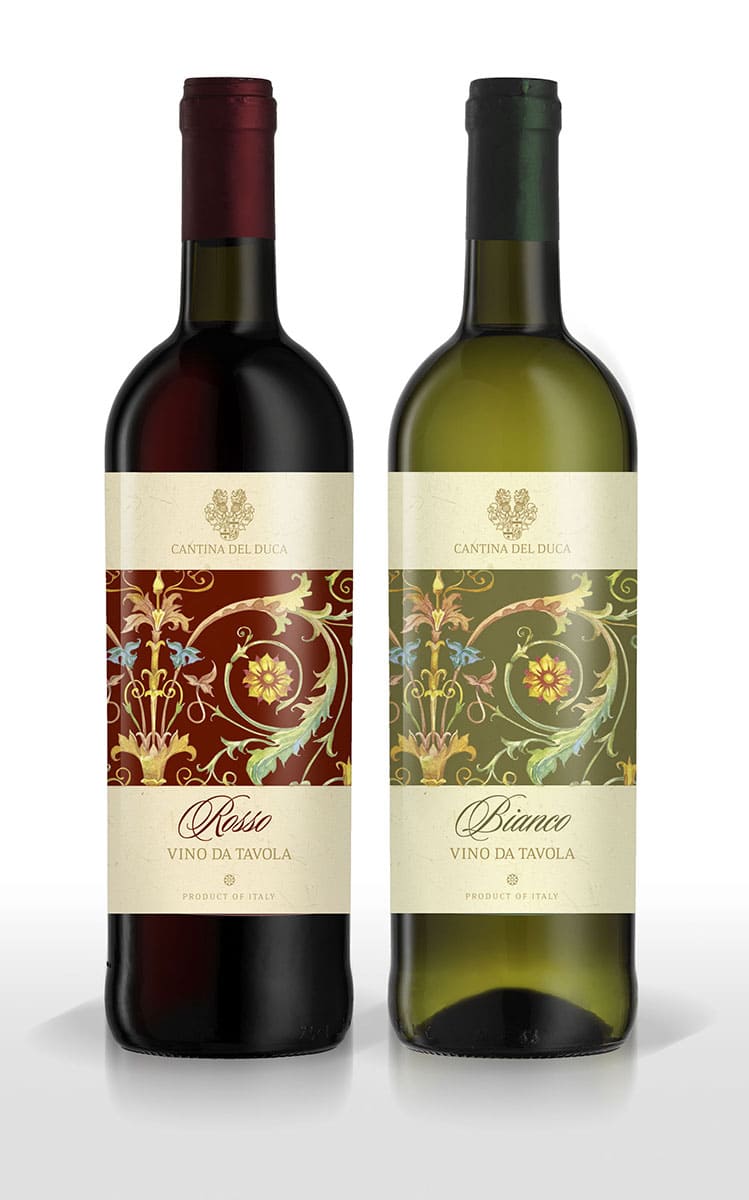 Wine labels with italian ornament