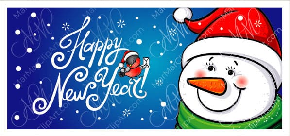 Christmas card Funny Snowman